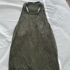 Lululemon Athletica Miles Ahead Sheer Striped Tie Back Top